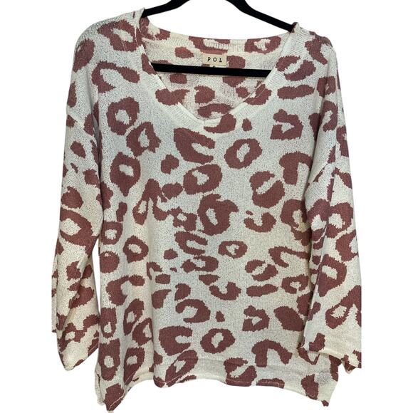 POL Leopard Print Statement Sweater in Cream & Rust – Size S 🤍 NWOT - Picture 4 of 5